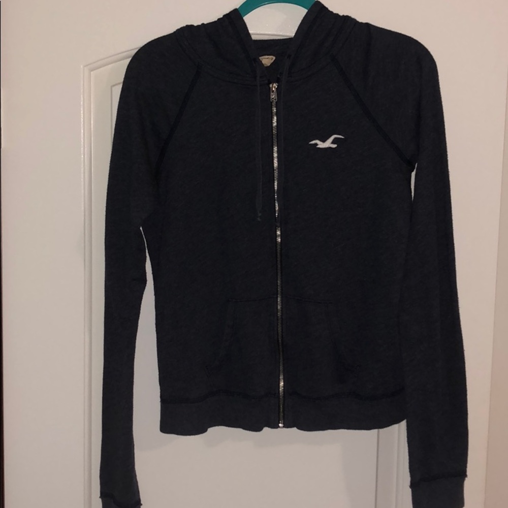 Hollister Navy Blue Hooded Zip Up Jacket